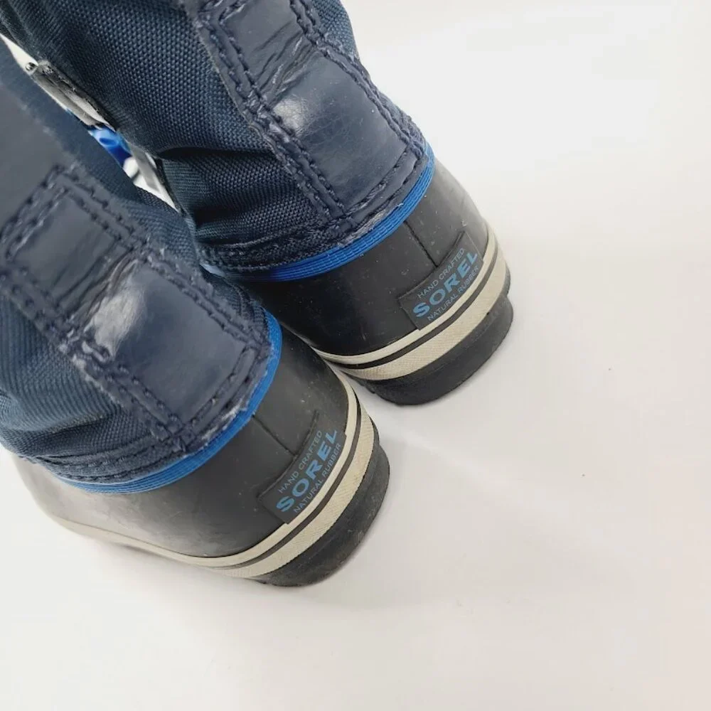 Sorel Boy's Blue Black Yoot Mac NC1962-465 Fur Ankle Winter Snow Boots Size 9‎